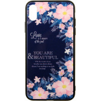 Чохол-накладка TOTO Glass Fashionable Case Apple iPhone XS Max Flower on Blue