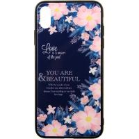 Чохол-накладка TOTO Glass Fashionable Case Apple iPhone XS Max Flower on Blue