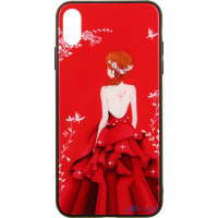 Чохол-накладка TOTO Glass Fashionable Case Apple iPhone XS Max Red Dress Girl