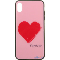 Чохол-накладка TOTO Glass Fashionable Case Apple iPhone XS Max Red Heart on Pink
