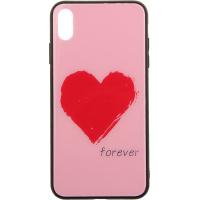 Чохол-накладка TOTO Glass Fashionable Case Apple iPhone XS Max Red Heart on Pink