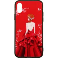 Чохол-накладка TOTO Glass Fashionable Case Apple iPhone XS Red Dress Girl