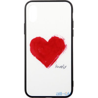Чохол-накладка TOTO Glass Fashionable Case Apple iPhone XS Red Heart on White