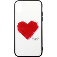 Чохол-накладка TOTO Glass Fashionable Case Apple iPhone XS Red Heart on White