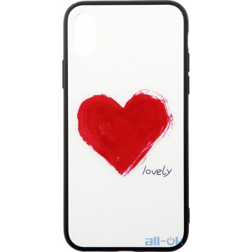 Чохол-накладка TOTO Glass Fashionable Case Apple iPhone XS Red Heart on White