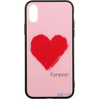 Чохол-накладка TOTO Glass Fashionable Case Apple iPhone XS Red Heart on Pink