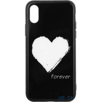 Чохол-накладка TOTO Glass Fashionable Case Apple iPhone XS White Heart on Black