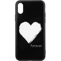 Чохол-накладка TOTO Glass Fashionable Case Apple iPhone XS White Heart on Black