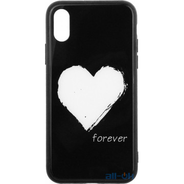 Чохол-накладка TOTO Glass Fashionable Case Apple iPhone XS White Heart on Black