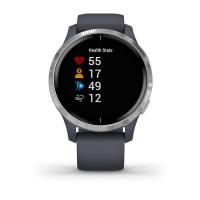 Смарт-годинник Garmin Venu Silver Stainless Steel Bezel w. Granite Blue and Silicone B. (010-02173-01)