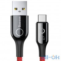 Кабель USB Type-C Baseus C-shaped Light Intelligent power-off Cable USB For Type-C 3A 1M Red (CATCD-09)