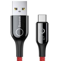 Кабель USB Type-C Baseus C-shaped Light Intelligent power-off Cable USB For Type-C 3A 1M Red (CATCD-09)