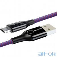 Кабель USB Type-C Baseus C-shaped Light Intelligent power-off Cable USB For Type-C 3A 1M Purple (CATCD-05)