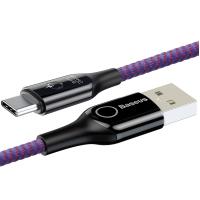 Кабель USB Type-C Baseus C-shaped Light Intelligent power-off Cable USB For Type-C 3A 1M Purple (CATCD-05)