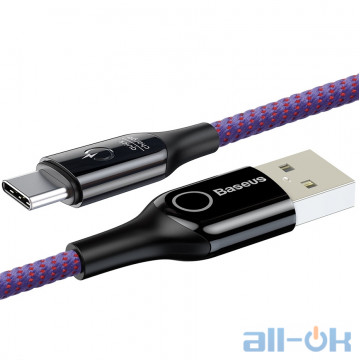 Кабель USB Type-C Baseus C-shaped Light Intelligent power-off Cable USB For Type-C 3A 1M Purple (CATCD-05)