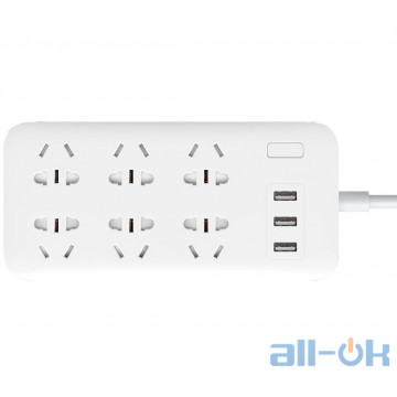 Мережевий фільтр-подовжувач Xiaomi MiJia Power Strip (6 розеток + 3 USB-port) White CXB6-1QM