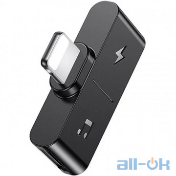Перехідник Usams US-SJ384 AU12 (Dual Lightning) Charging and Audio Adapter Black