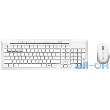Комплект (клавіатура + миша) RAPOO 8200M Wireless White UA UCRF