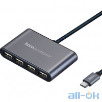 Мультипортовий адаптер Hoco HB3-Type-C 4 USB Hub Gray