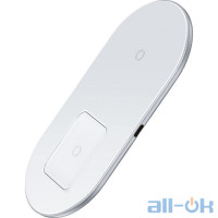 Бездротовий зарядний пристрій BASEUS Simple 2-in-1 Wireless Charger Pro Edition White (WXJK-C02)