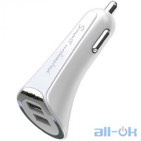 Автомобільний зарядний пристрій IWALK USB Car Charger Dolphin 2xUSB 3.4A White (00-00014070)