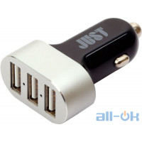 Автомобільний зарядний пристрій JUST Evo Trio USB Car Charger (6.3A/31W, 3USB) Black/Silver (CCHRGR-V-BLCK)