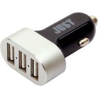 Автомобільний зарядний пристрій JUST Evo Trio USB Car Charger (6.3A/31W, 3USB) Black/Silver (CCHRGR-V-BLCK)