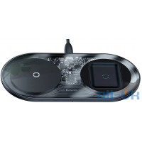 Бездротовий зарядний пристрій Baseus Simple 2in1 Wireless Charger 18W Max For Phones+Pods Transparent Black (WXJK-A01)