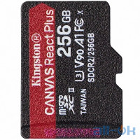 Карта пам'яті  Kingston Canvas React Plus MicroSDXC 256GB UHS-II/U3 Class 10 R285/W165MB/s Plus SD-адаптер Plus USB-кардрідер (MLPMR2/256GB)