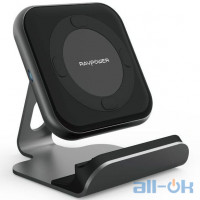 Бездротовий зарядний пристрій RAVPower Wireless Fast Qi Charging Stand 10W Black Plus QC 3.0 Adapter (RP-PC070)