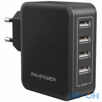 Мережевий ЗП для мобільних телефонів, планшетів RAVPower 4-Port Wall Charger Black (RP-PC026BK)