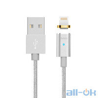 Кабель USB Hoco U16 Magnetic Adsorption Lightning Silver