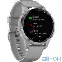 Garmin vivoactive 4S Silver Stainless Steel Bezel w. Powder Gray and Silicone B. (010-02172-03/010-02172-01)