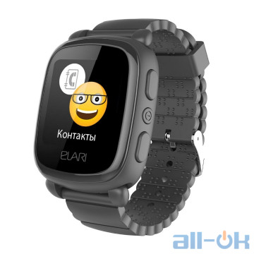 Дитячий розумний годинник ELARI KidPhone 2 Black с GPS-трекером (KP-2B)