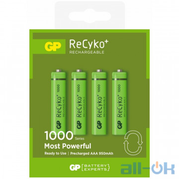 Акумулятор GP Batteries AAA 1000mAh NiMh 4шт ReCyko Plus (GP100AAAHCE-2GBE4)