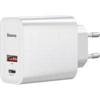 Мережевий зарядний пристрій Baseus Wall Charger USB-C and USB PPS Quick Charge 30W with USB-C Cable White (TZCAFS-A02)