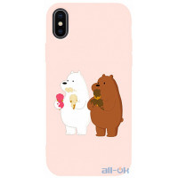 Чохол-накладка TOTO Matt TPU 2mm Print Case Apple iPhone X/XS #66 Bear Icecreame Sand pink