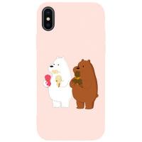 Чохол-накладка TOTO Matt TPU 2mm Print Case Apple iPhone X/XS #66 Bear Icecreame Sand pink