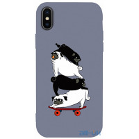 Чохол-накладка TOTO Matt TPU 2mm Print Case Apple iPhone X/XS #51 Mops Skate Lavander Grey