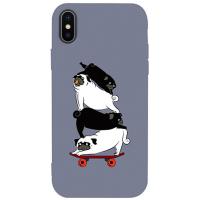 Чохол-накладка TOTO Matt TPU 2mm Print Case Apple iPhone X/XS #51 Mops Skate Lavander Grey