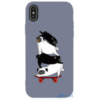 Чохол-накладка TOTO Matt TPU 2mm Print Case Apple iPhone XS Max #51 Mops Skate Lavander Grey