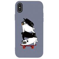 Чохол-накладка TOTO Matt TPU 2mm Print Case Apple iPhone XS Max #51 Mops Skate Lavander Grey