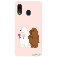 Чохол-накладка TOTO Matt TPU 2mm Print Case Samsung Galaxy A20/A30 #66 Bear Icecreame Sand pink