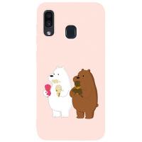 Чохол-накладка TOTO Matt TPU 2mm Print Case Samsung Galaxy A20/A30 #66 Bear Icecreame Sand pink
