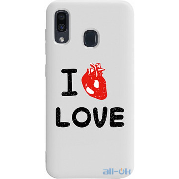 Чохол-накладка TOTO Pure TPU 2mm Print Case Samsung Galaxy A20/A30 #42 Love Heart White