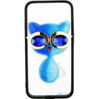 Чохол-накладка TOTO TPU Case Decorative Stones IPhone X Cat Blue