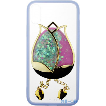 Чохол-накладка TOTO TPU Case Decorative Stones IPhone X Rose Flower Purple