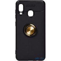 Чохол-накладка TOTO Car Magnetic Ring TPU Case Samsung Galaxy A20/A30 Black/Gold