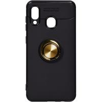 Чохол-накладка TOTO Car Magnetic Ring TPU Case Samsung Galaxy A20/A30 Black/Gold