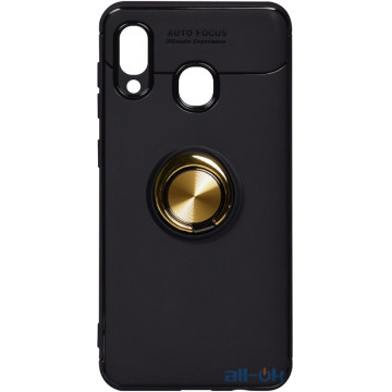 Чохол-накладка TOTO Car Magnetic Ring TPU Case Samsung Galaxy A20/A30 Black/Gold